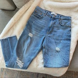 *SOLD*ZARA high-rise distressed straight leg jeans